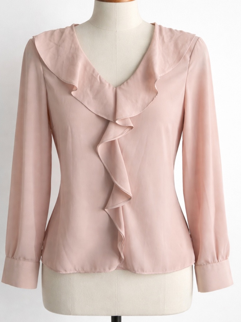 H&M Pale Pink Ruffle Front Blouse